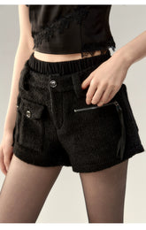 Black Double-Layer Patchwork 2-in-1 Shorts - CHINASQUAD