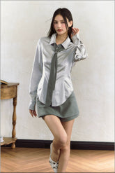 Grey Striped Suit Skort - CHINASQUAD