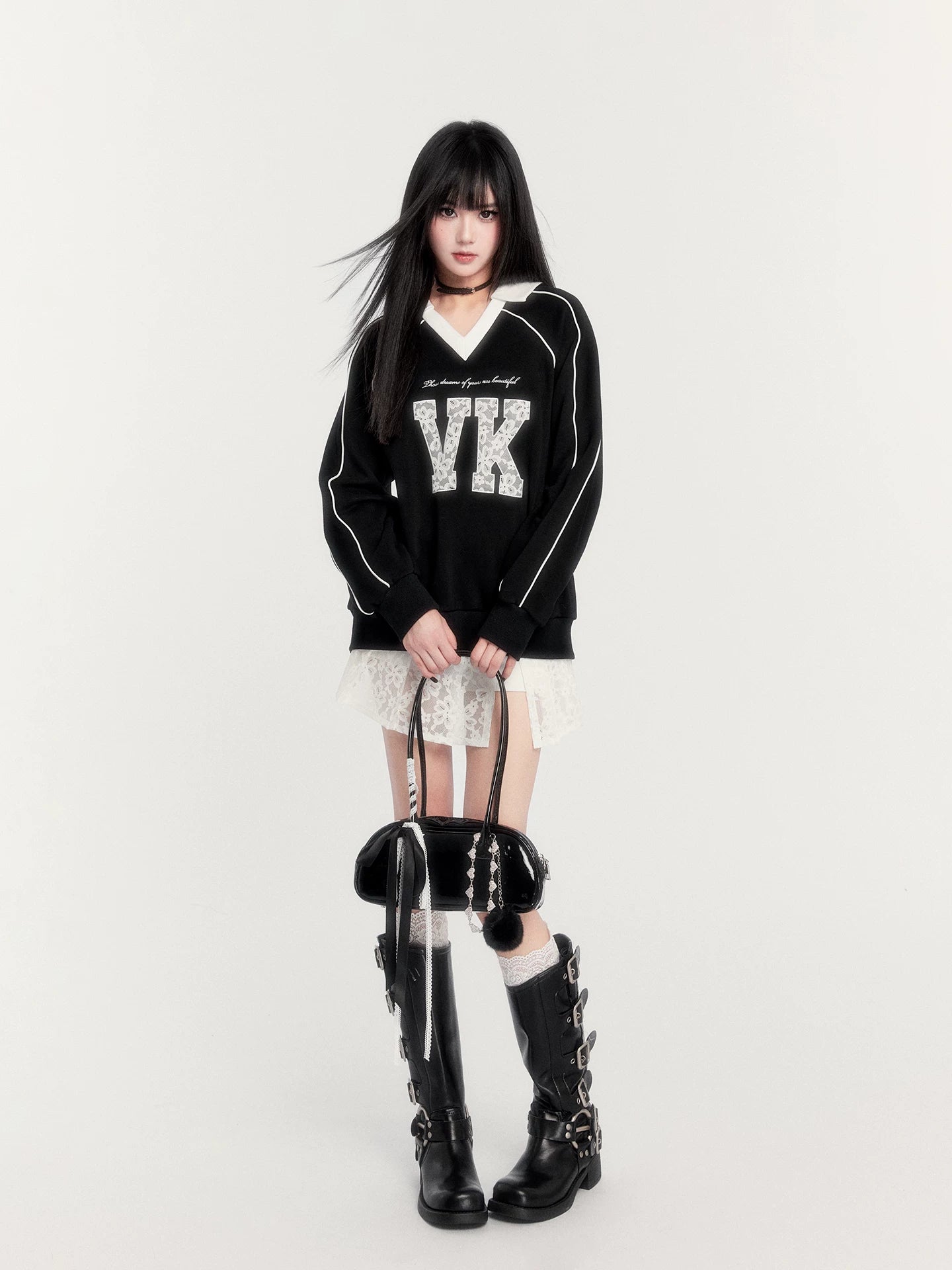 Retro Fleece-Lined Oversized Sweatshirt