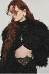 (Final Sale) Furry Long Collar Faux Fur Coat - CHINASQUAD