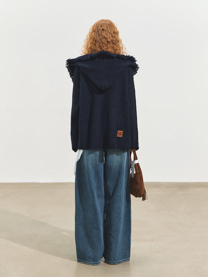 Curved-Panel Wide-Leg Denim Jeans