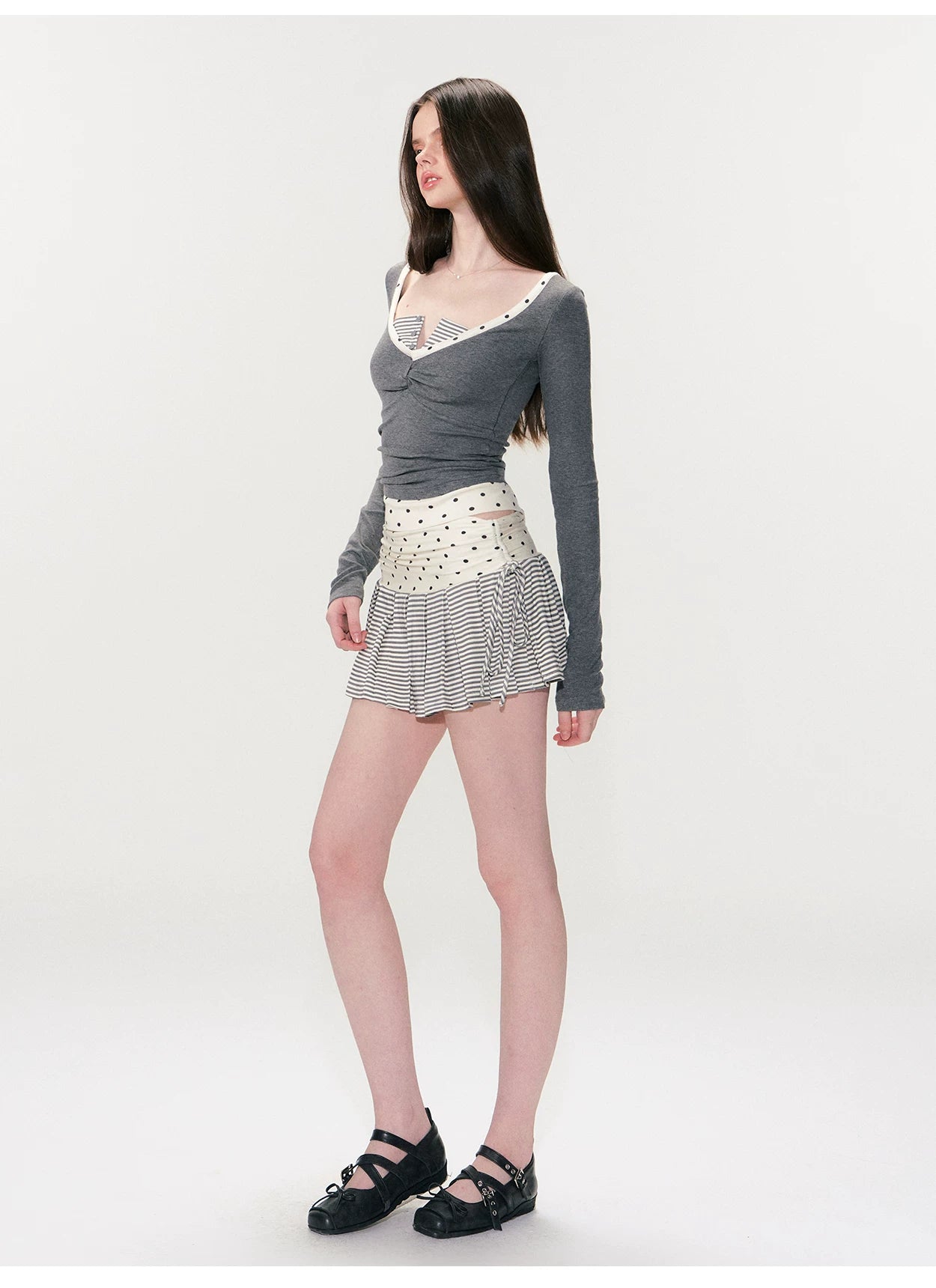 Faux Two-Piece Slim Long-Sleeve T-Shirt