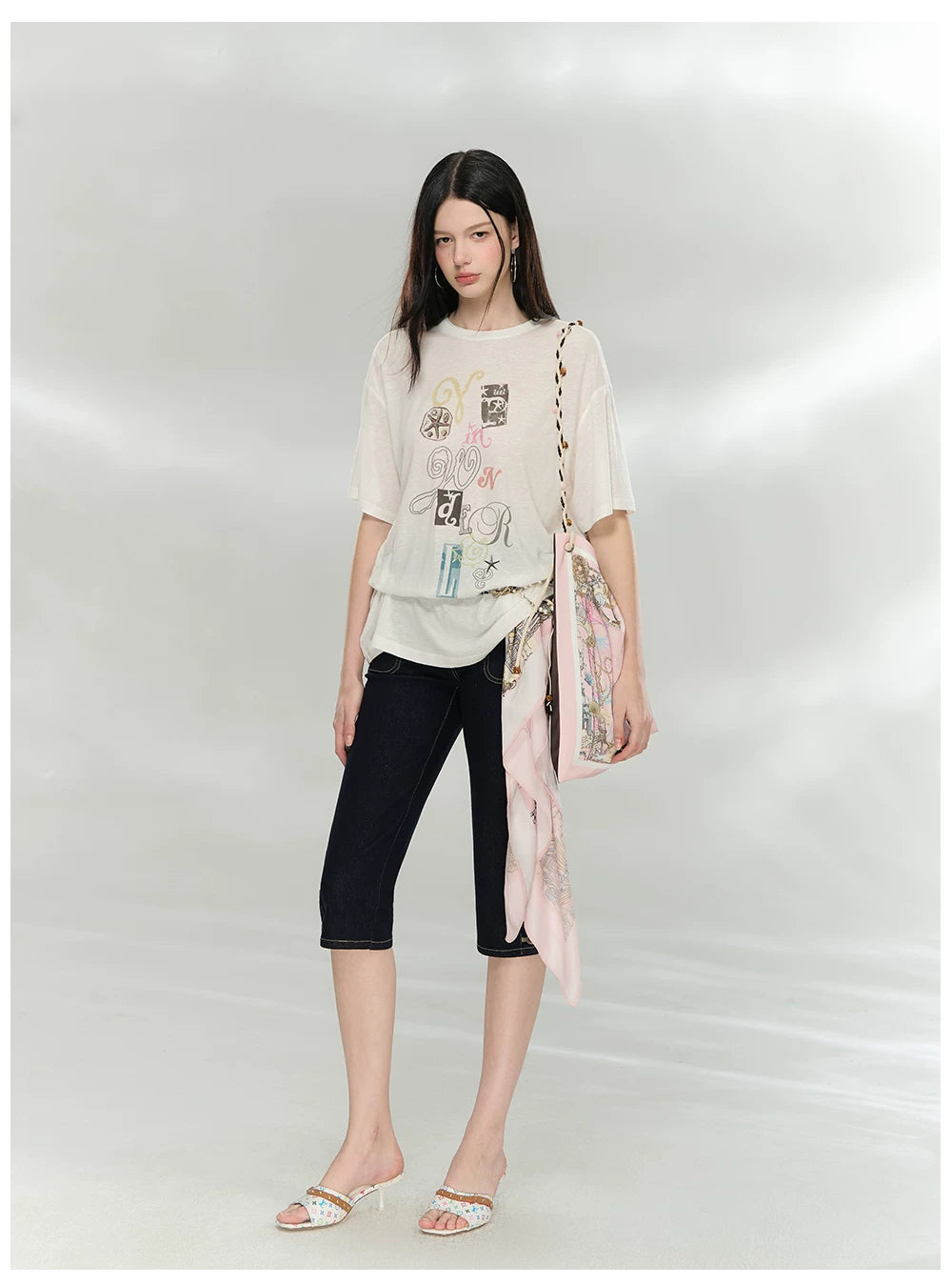 Oversized Printed Linen-Blend T-Shirt
