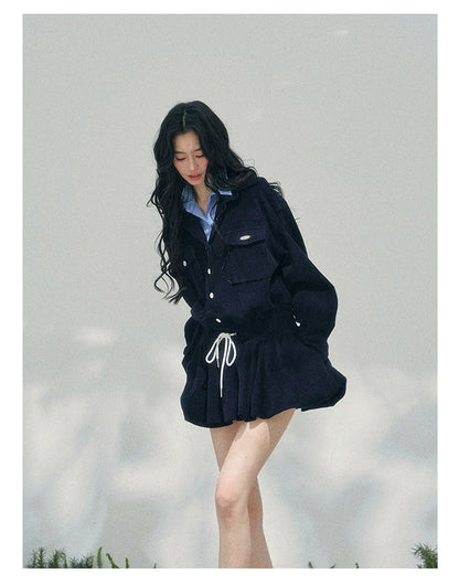 Corduroy Academy Faux Two-Piece Dress