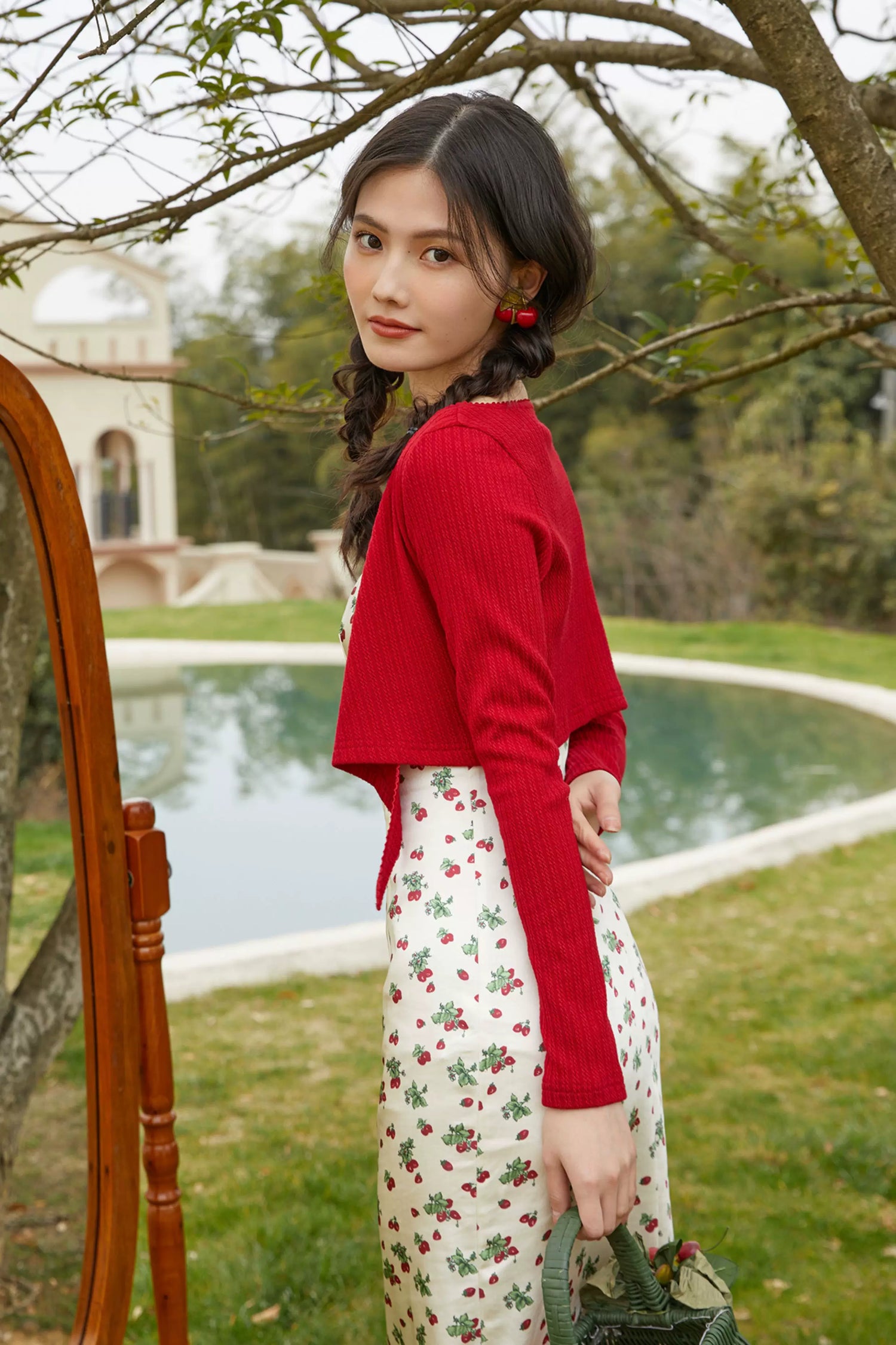 Vintage Satin Floral Slip Dress &amp; Cardigan Set