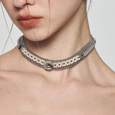 Retro Woven Pearl Buckle Bead Choker - CHINASQUAD