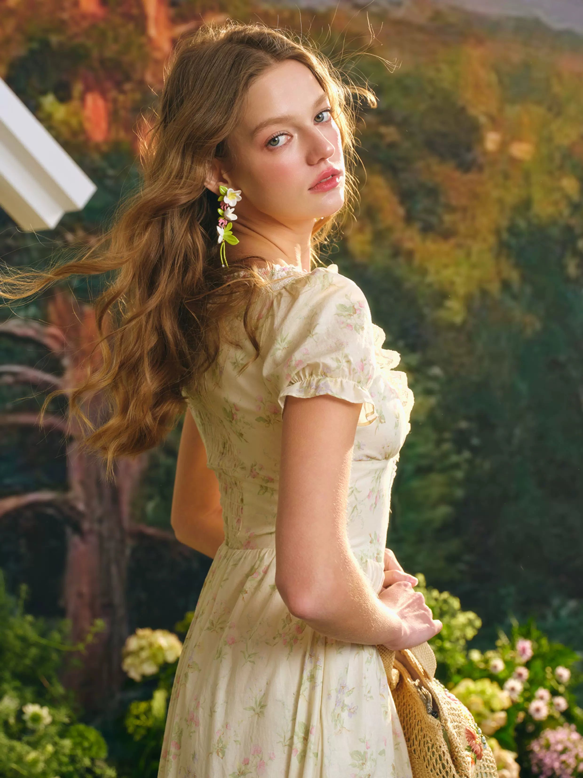 Garden Tea Party Corset Floral Maxi Dress