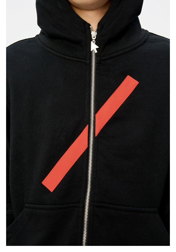 Black Color-Block Hooded Jacket - CHINASQUAD