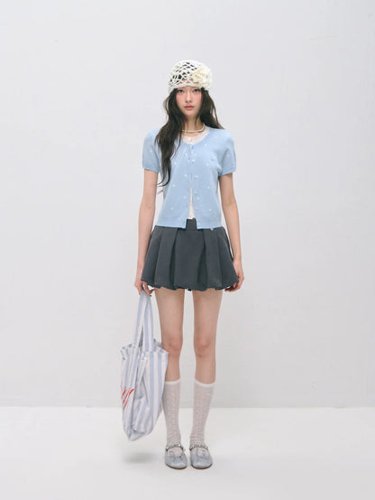 Preppy Pleated Bubble Mini Skirt