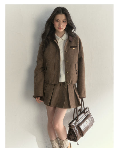 Reversible Houndstooth Jacket &amp; Skirt Set