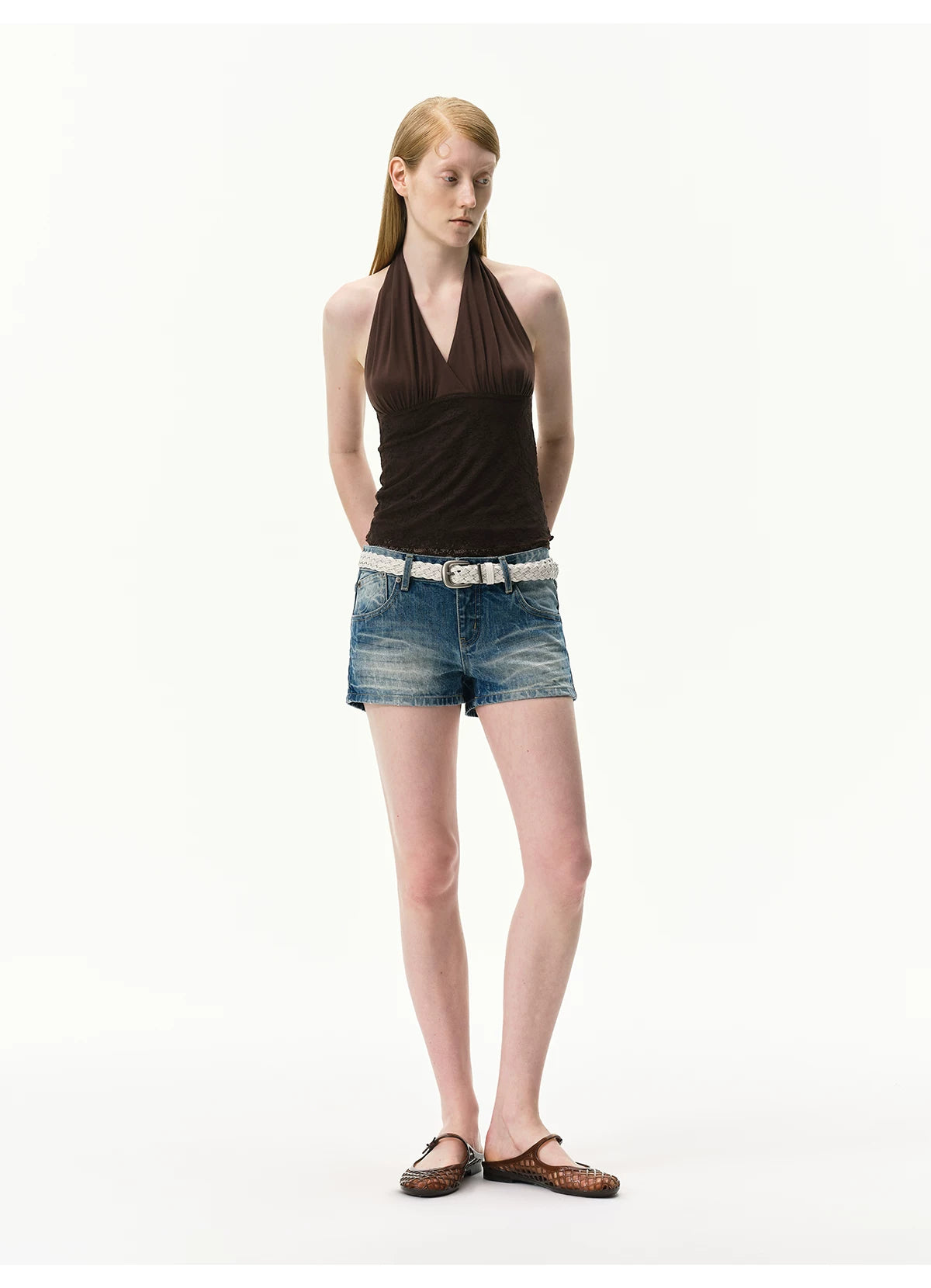 Lyocell Lace Panel Halter Top