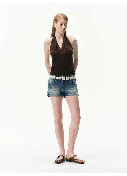 Lyocell Lace Panel Halter Top
