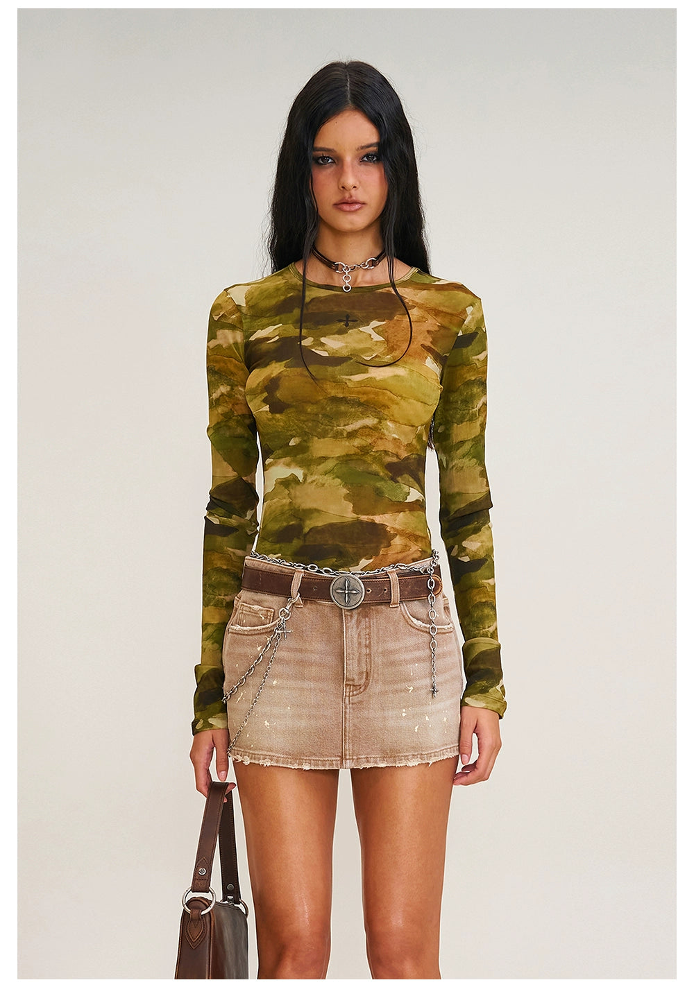 Vintage Ink Camo Mesh Long Sleeve T-Shirt