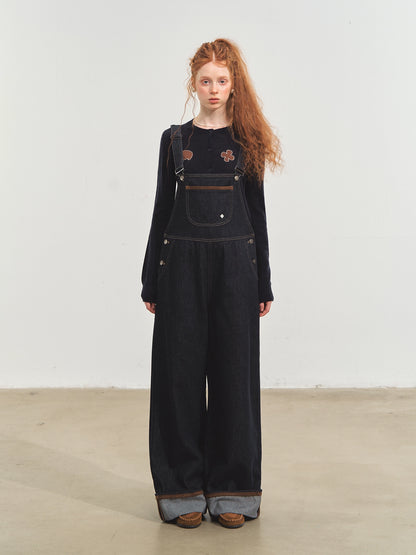 Raw Denim Cuffed Overalls - CHINASQUAD