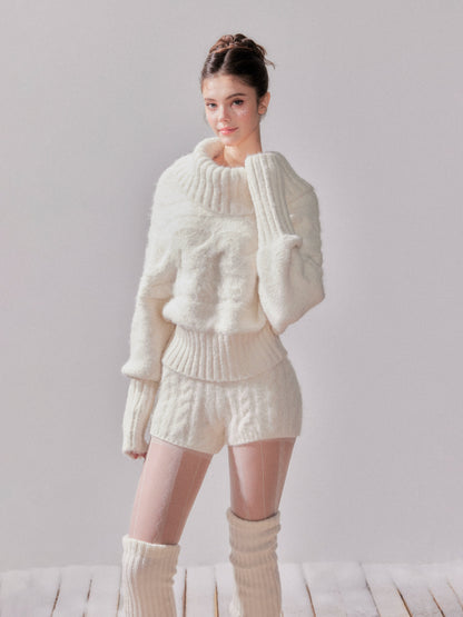 Glow Off-Shoulder Knit Sweater &amp; Mermaid Skirt Set