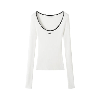 Scoop-Neck Slim-Fit Stretch Knit Top