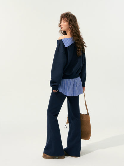 Detachable Spliced Collar Sweatshirt