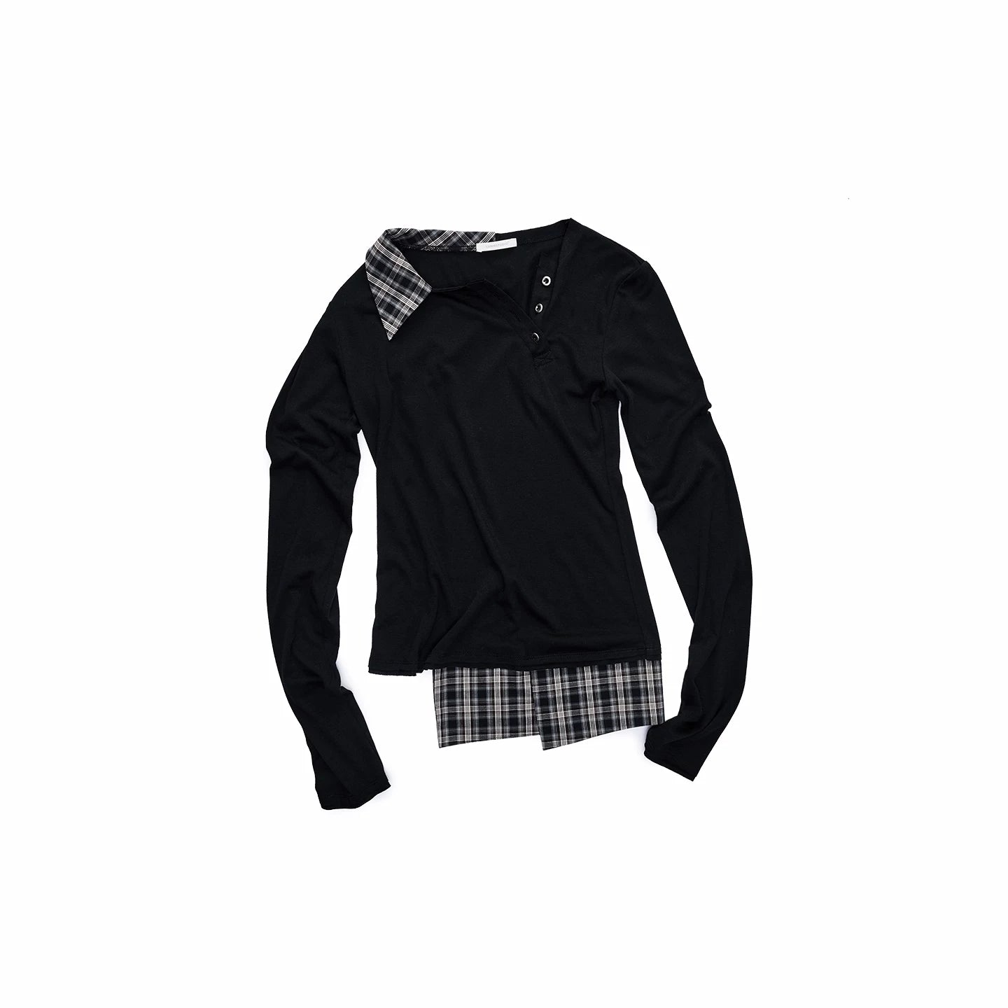 Layered Asymmetric Henley Long Sleeve Top