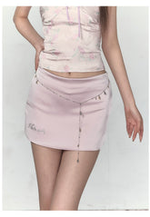 Pink & Silver A-line Mini Skirt - CHINASQUAD