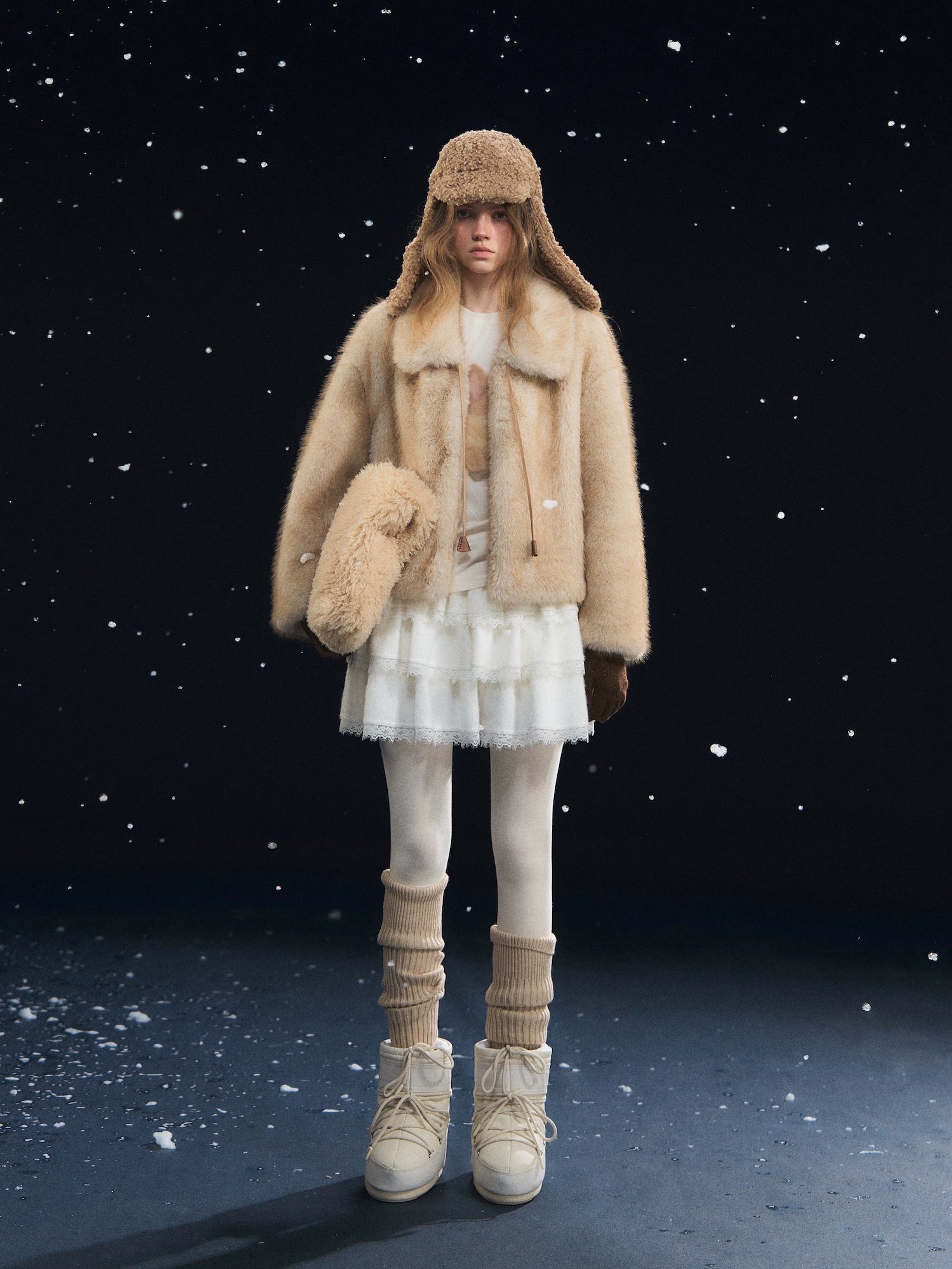 Tie-Waist Fuzzy Lapel Jacket