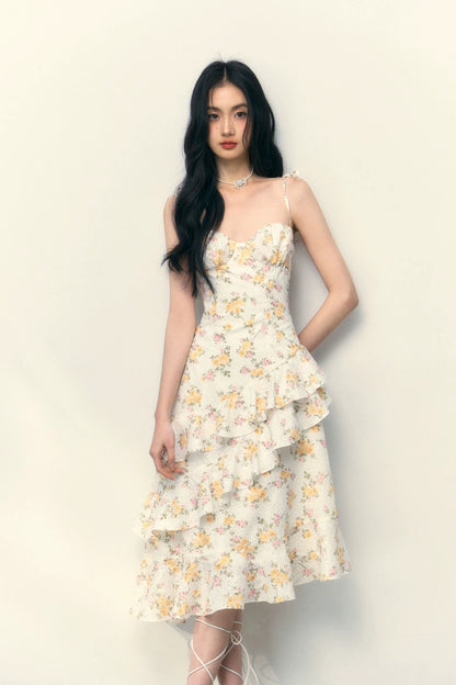 Yellow Rose Floral Dress