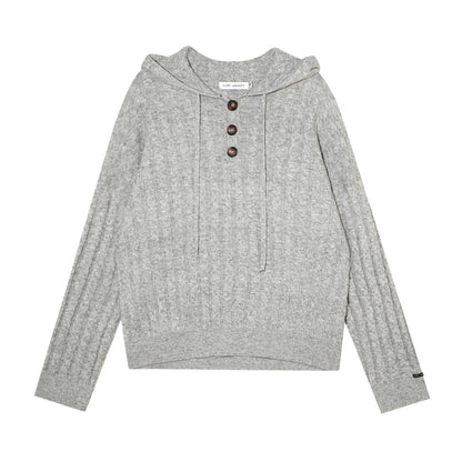 Wool Blend Cable-Knit Hoodie &amp; Wide-Leg Pants Set