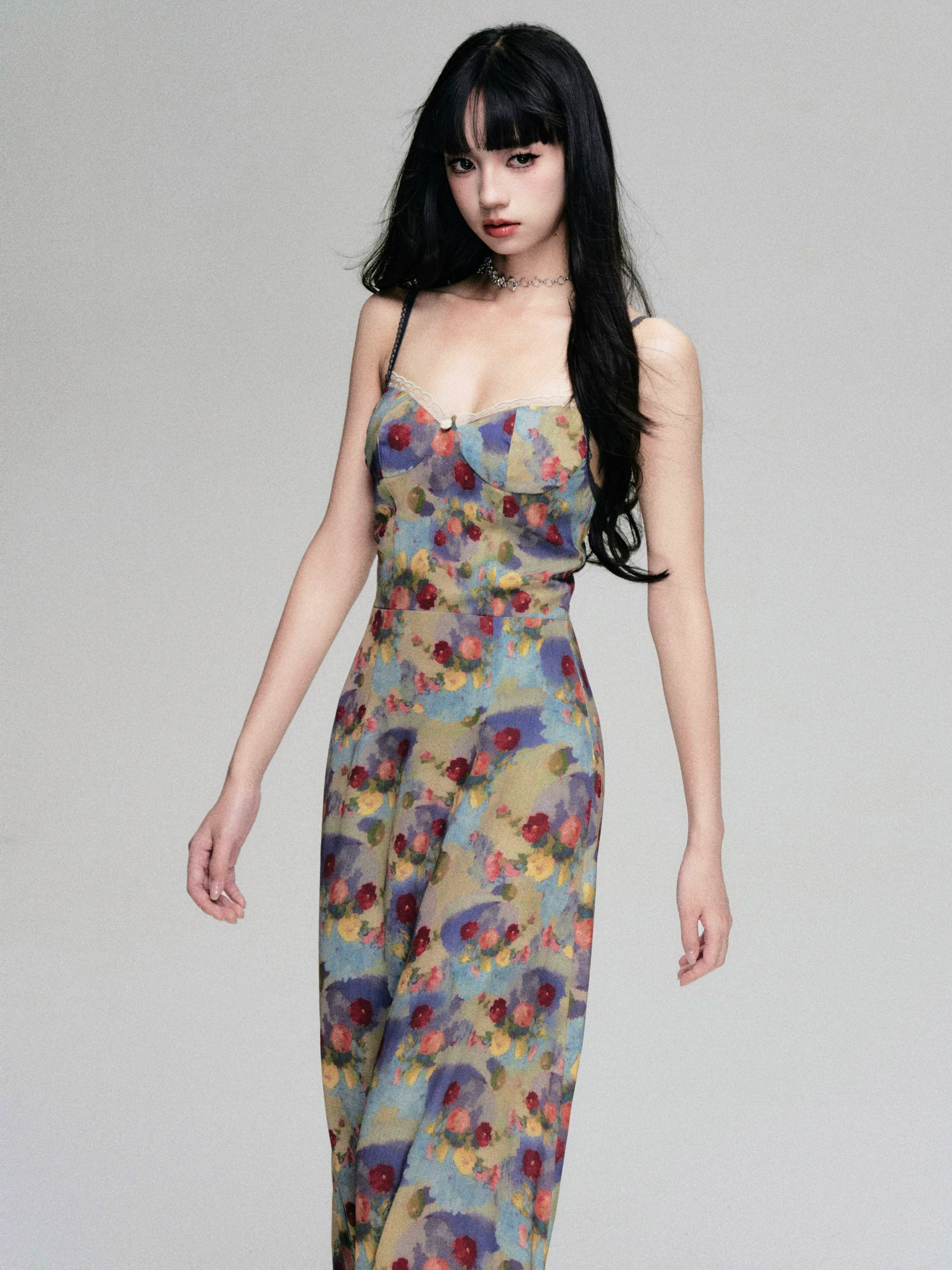 French Vintage Floral Slip Dress