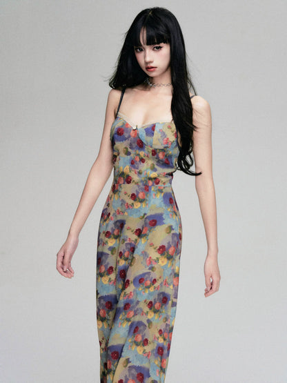 French Vintage Floral Slip Dress