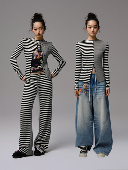 Reversible Striped Cardigan &amp; Pants Set