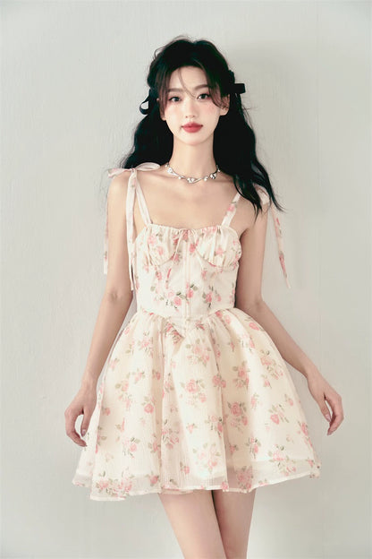 Pink Rose Floral Bow Dress