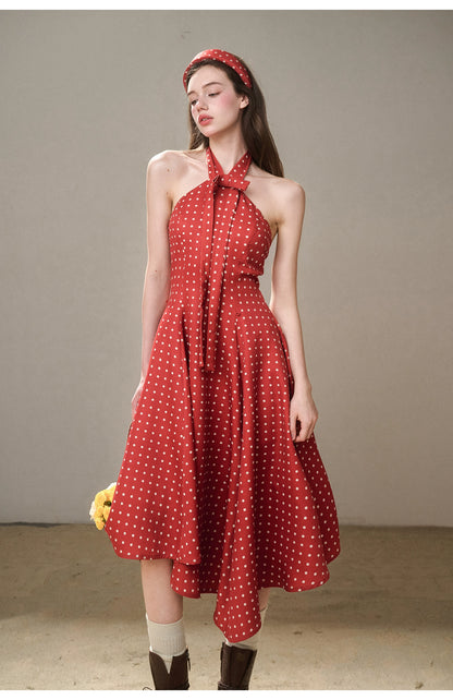 Berry Bordeaux Red Halter Dress