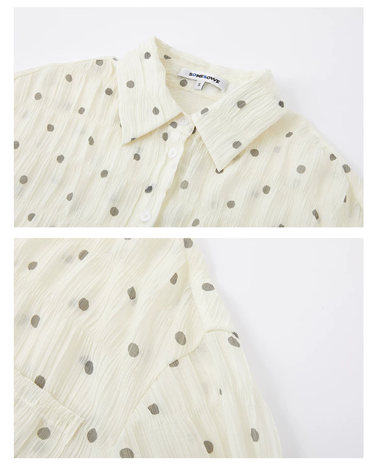 Polka Dot Textured Ruched Shirt