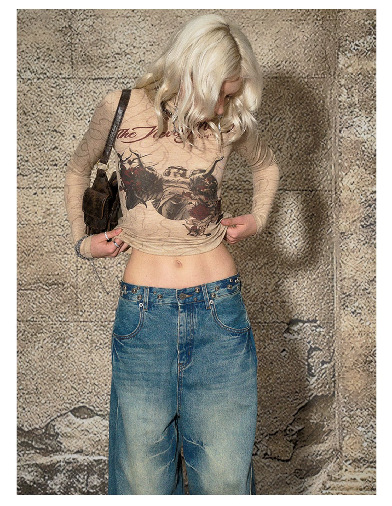 Panel-Seam Wide-Leg Denim Pants