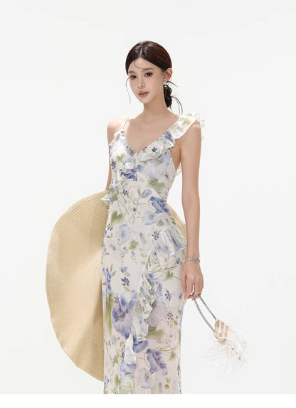 Morning Glory Dream Ruffle Chiffon Maxi Dress