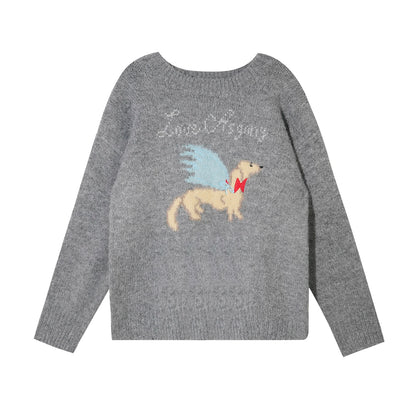 Animal Jacquard Embroidered Knit Sweater