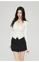 Black & White Wide Neckline Sweater - CHINASQUAD