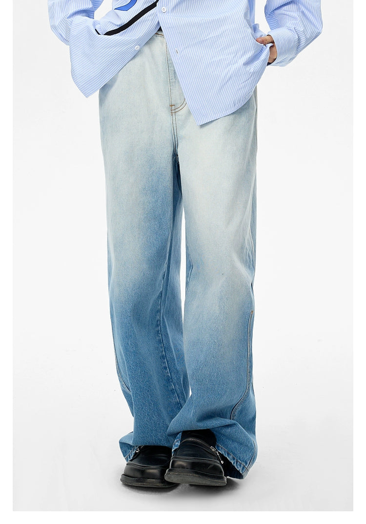 Washed Gradient Straight-Leg Jeans - CHINASQUAD