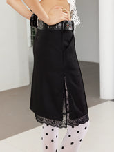 Waistband Spliced Lace Slit Suit Midi Skirt - CHINASQUAD