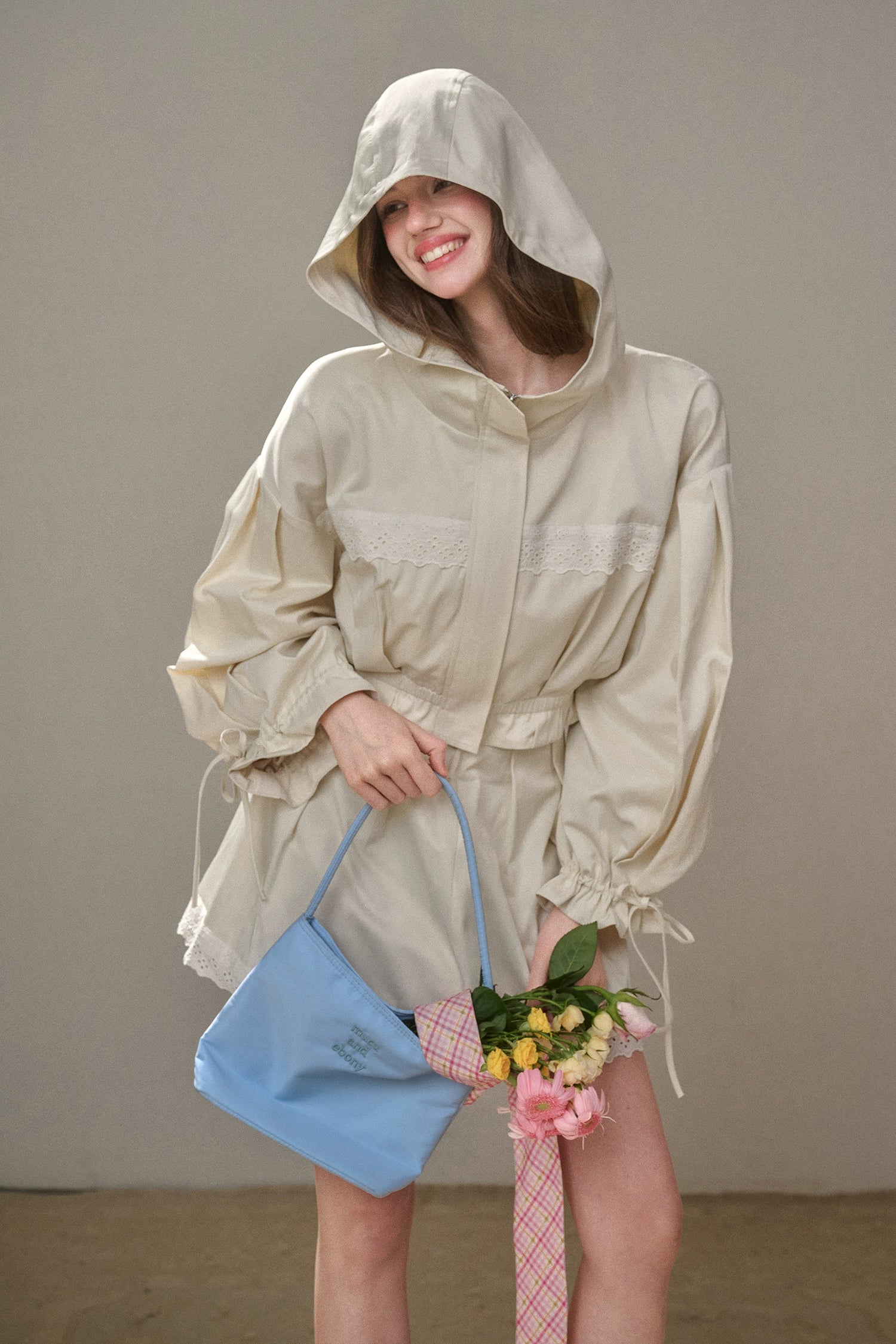 &quot;A Cup of Milk&quot; Relaxed Cotton Trench &amp; Skirt Set
