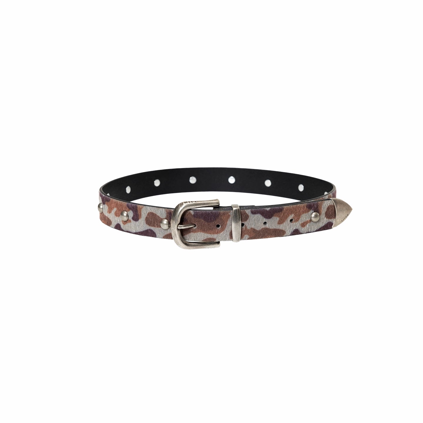 Vintage Camo Studded Horsehair Leather Belt