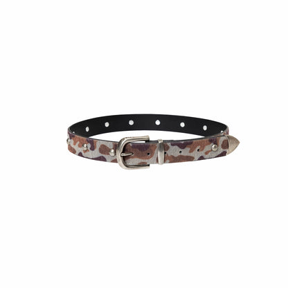 Vintage Camo Studded Horsehair Leather Belt