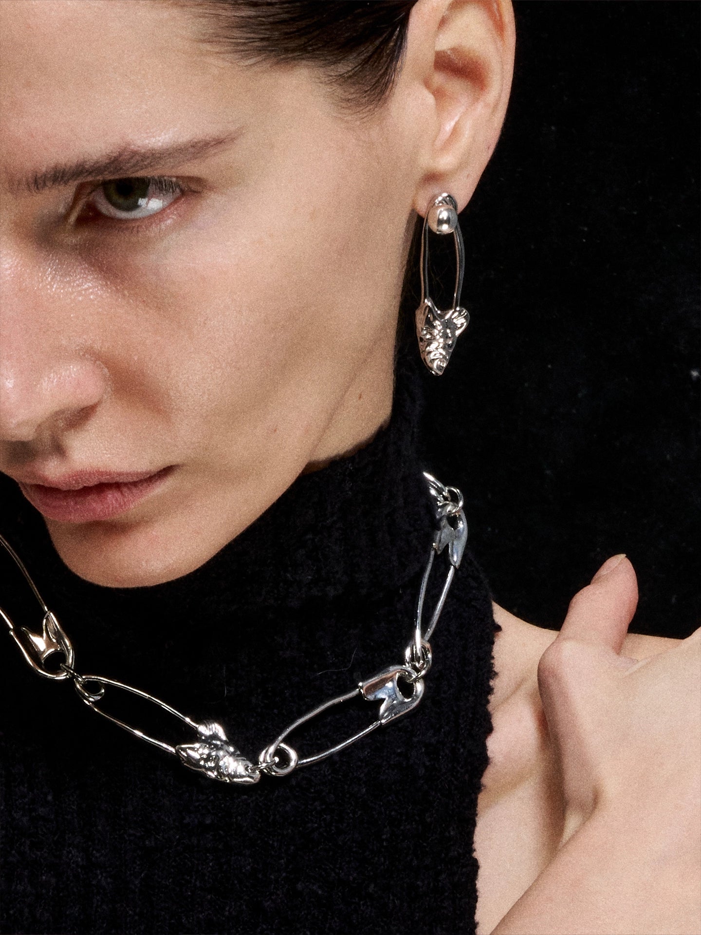 Paperclip Herringbone Stud Earrings