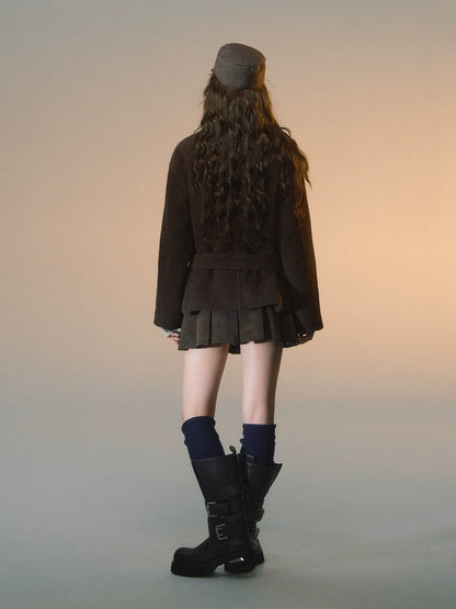 Plaid Patchwork Wool-Blend Cropped Jacket