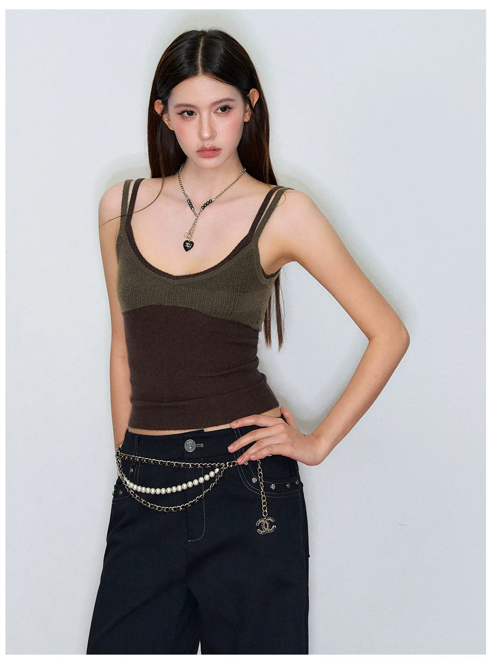 Colorblock Knit Camisole Vest