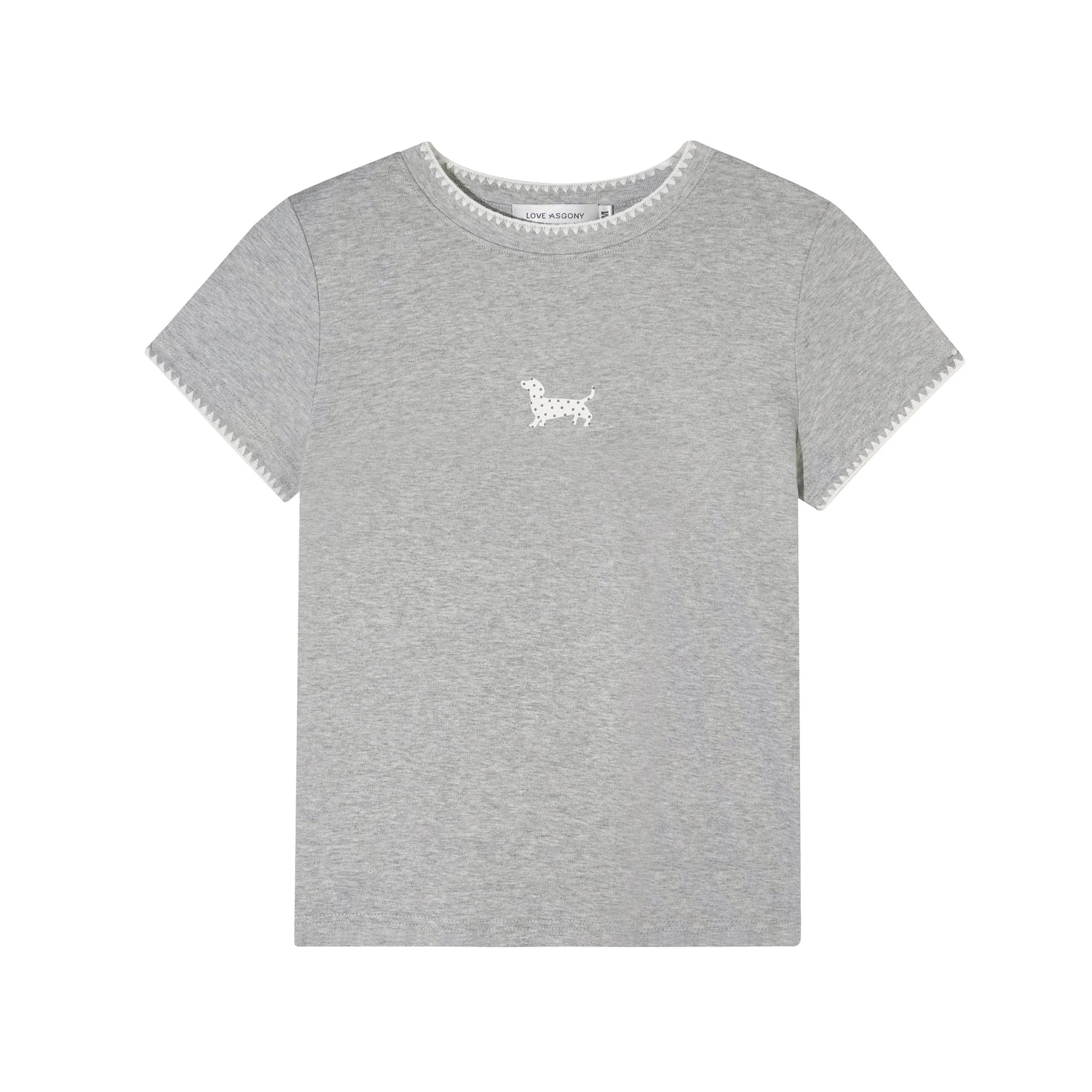 Contrast Trim Polka-Dot Dog Fitted T-Shirt