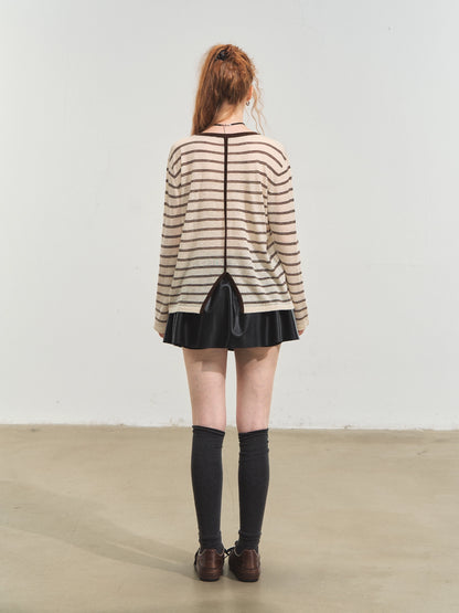 Retro Stripe Versatile Knit T-Shirt