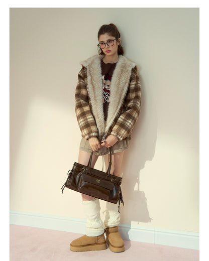 Vintage Glossy Leather Tote Bag