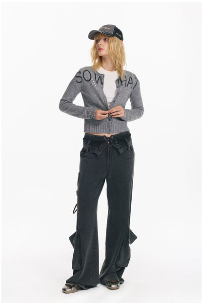 Soft Wool Punk Letter Knit Cardigan