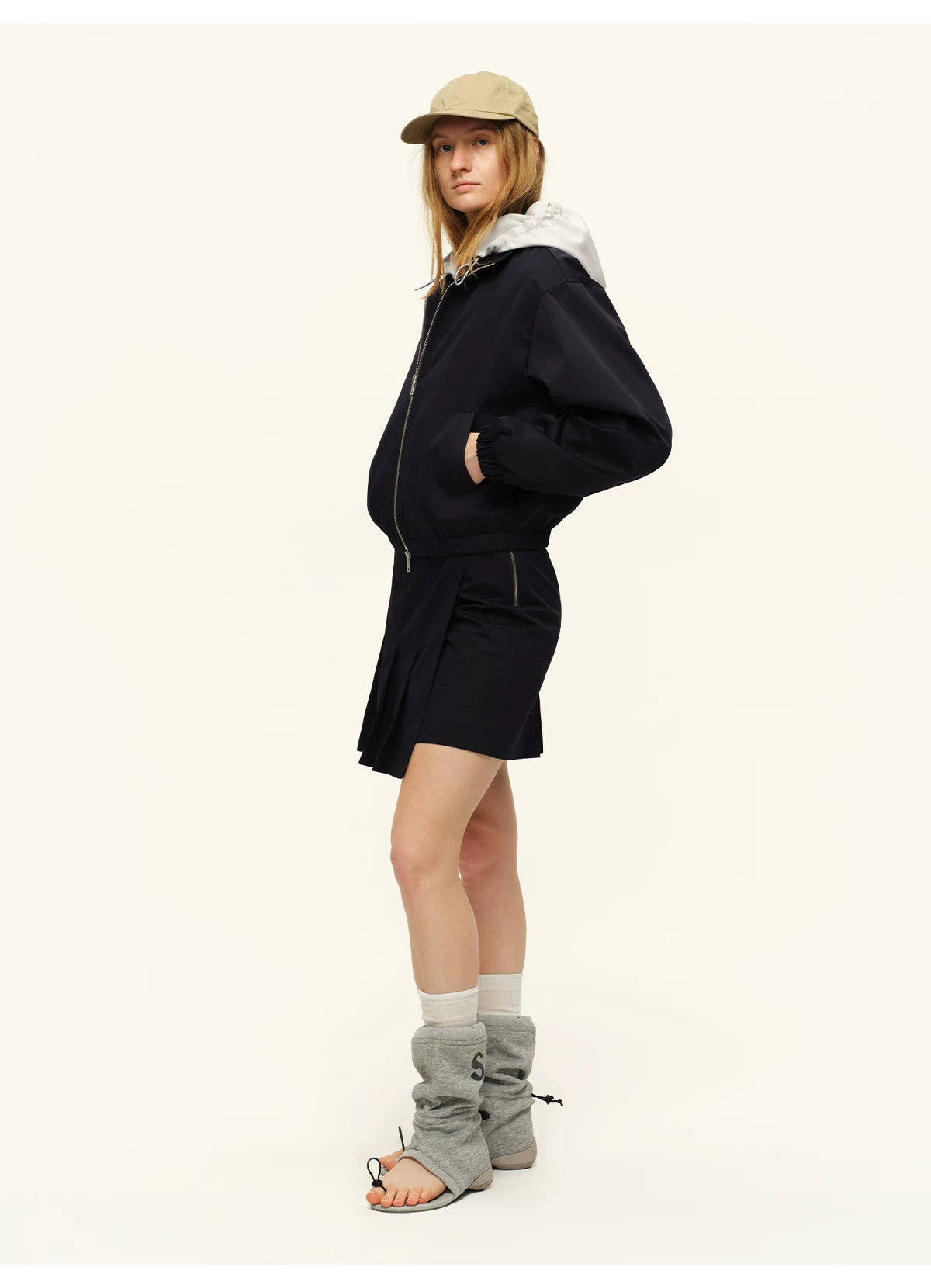 Cotton Stand-Collar Hooded Jacket