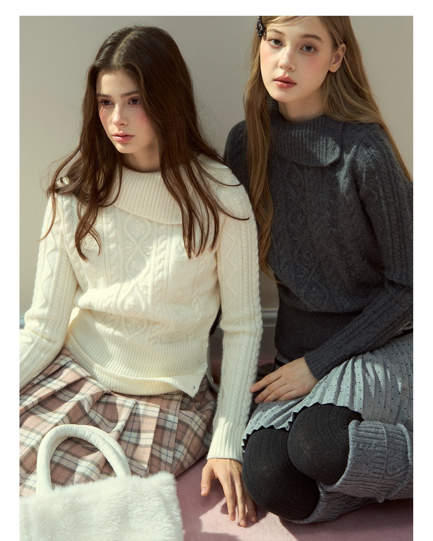 Winter Whisper Cable Knit Turtleneck Sweater